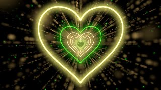 Heart Tunnel 💛💚 Heart Background | Neon Heart Background Video | Wallpaper Heart