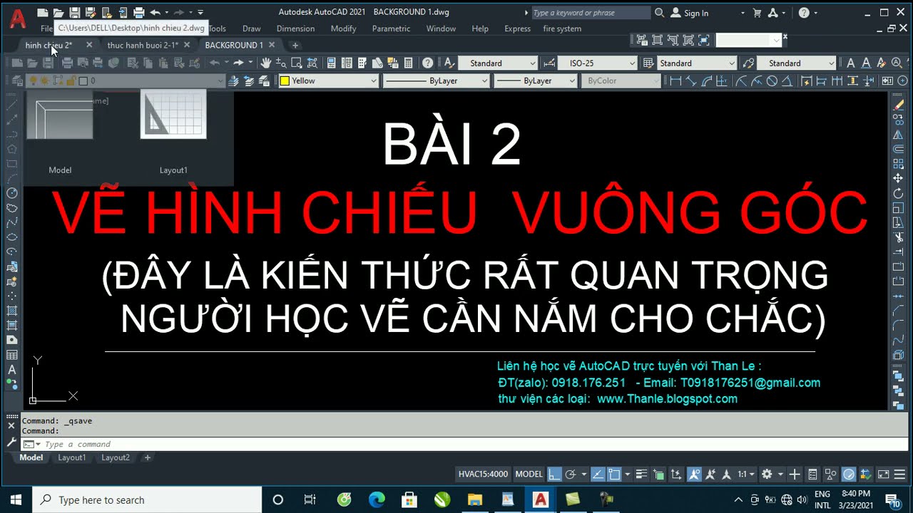 BÀI 2: VẼ HÌNH CHIẾU THẲNG GÓC TRONG AUTOCAD - CÁCH... - youtube