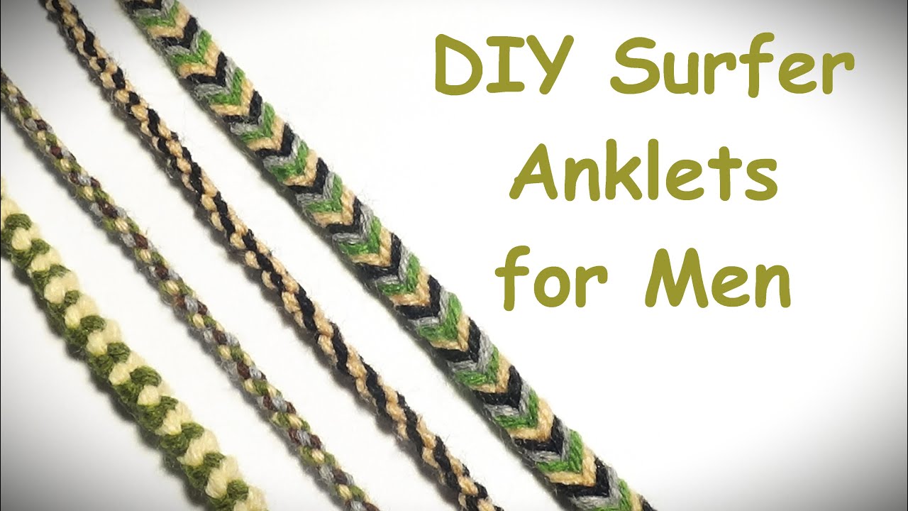 DIY Surfer Anklets for Men, Yarn and Cord Jewelry Making Tutorial YouTube