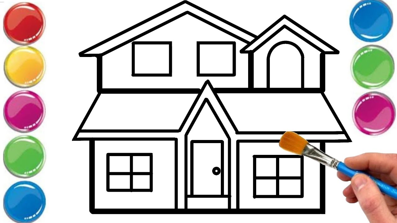 House Cross Section Drawing, Painting and Coloring for Kids, Toddlers