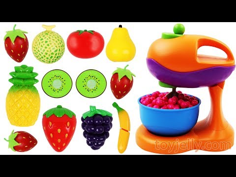 Learn Fruits & Vegetables with Toy Mixer Playset Velcro Toys for Babys Kids Nursery Rhymes Songs