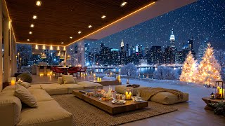 Luxury Winter Apartment in New York 🌃 Balcony Escape Ambience with Smooth Jazz & Snowfall to Study