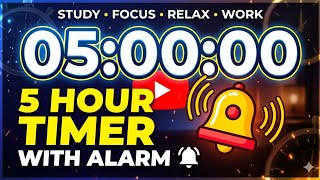 5 Hour Timer with Alarm ⏱️ 300 Minute Countdown (HD/4K)