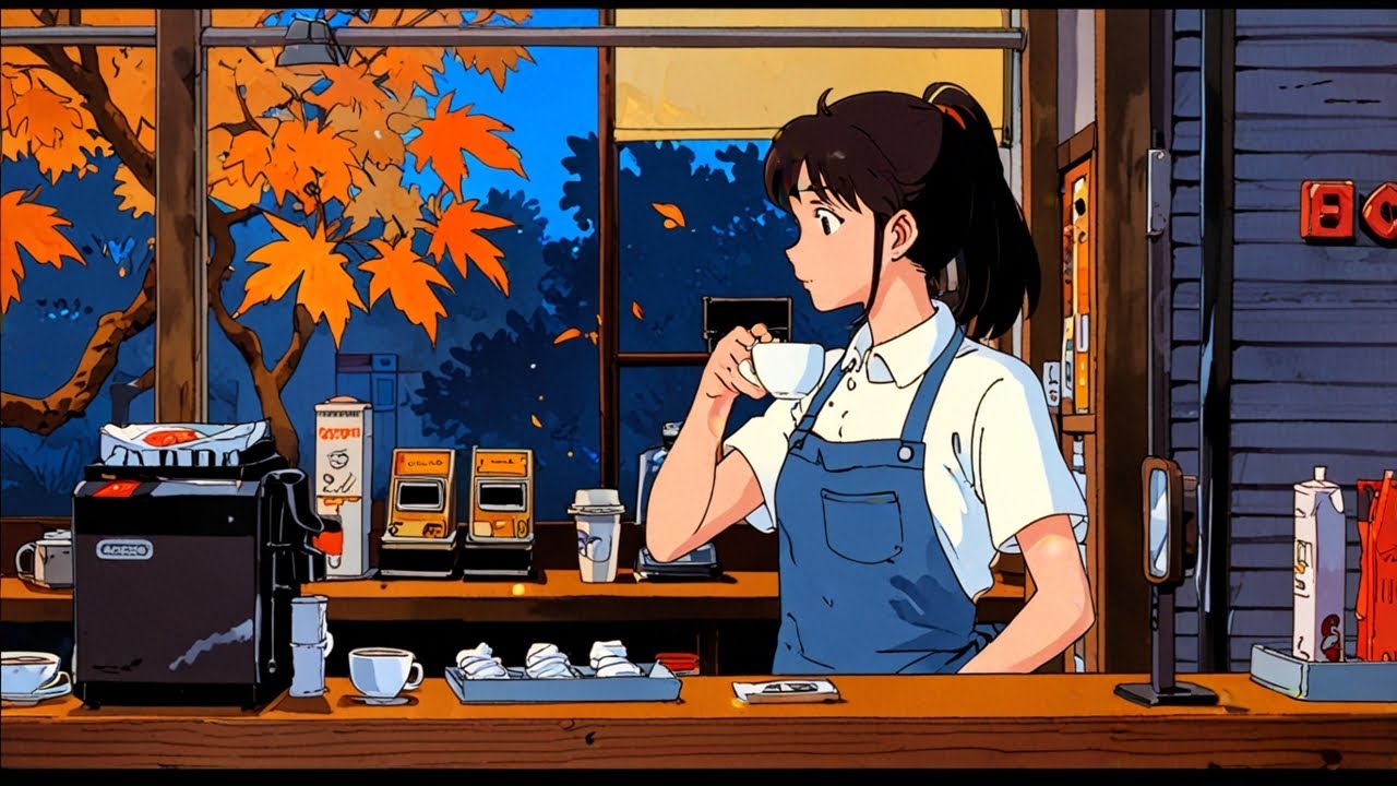 Cozy Japanese Night Café — Warm Maple Rain Lofi Beats (MomijiLofi Mix)