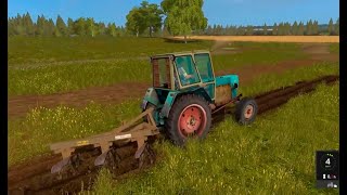 Farming Simulator 2017. Село Курай. Трактор ЮМЗ 6. ПЛУГ ПЛН 3.35