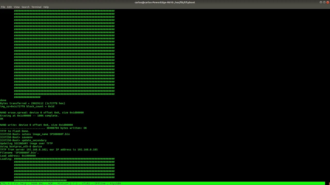 Ruckus Wireless ICX-7250  Update image error .ERROR: can't get kernel image!