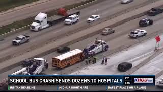 Dozens of students hurt in 290 school bus crash