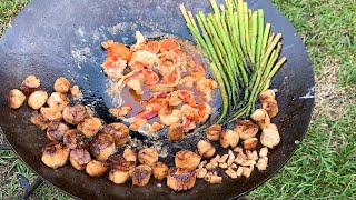 Scallops & Lobster in the Discada. Caviar Tasting Too!