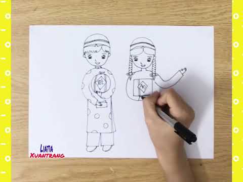 Vẽ tranh ngày tết đơn giản nhất | How to draw happy new year easy | Vẽ tranh mùa xuân đơn giản
