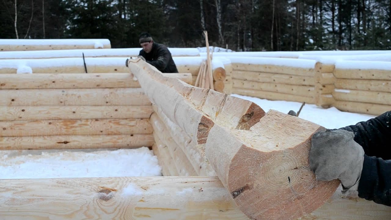 Ручная рубка срубов - YouTube