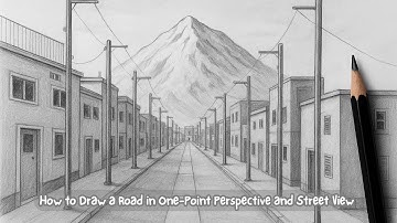 How to draw a street or road in one-point perspective | Draw Mt Fuji in the Background
