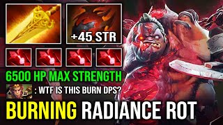 WTF Radiance Rot AoE Burning DPS 1v5 Unkillable Max Heap Strength 6500 HP Pudge Dota 2