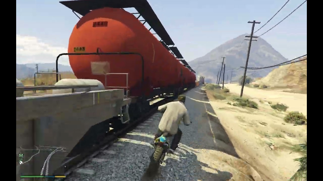 Grand Theft Auto V //chasing the train like it’s the last ride of the day.