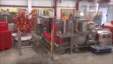 Robot depalletizer + egg tray washer + pallet washer + robot palletizer - by Triplelima bv