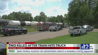 Two killed after train hits truck in Copiah County