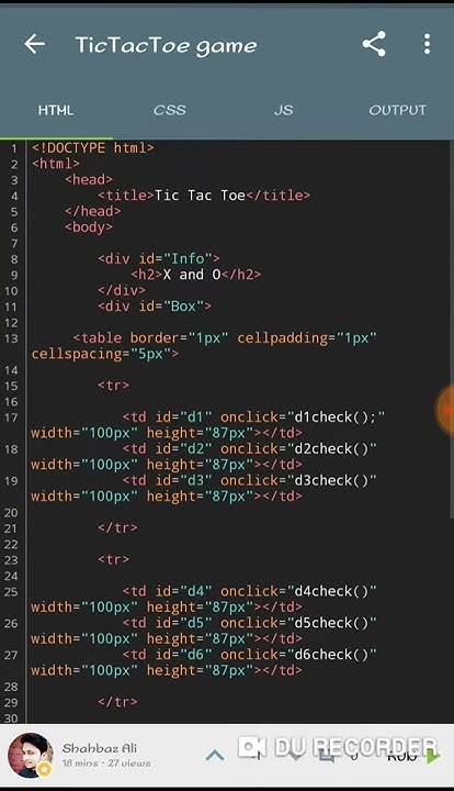 JavaScript Game TicTacToe| HTML CSS game - YouTube