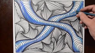 Blue Worms - Doodle Line Sketch Pattern