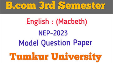 B.com 3rd Semester English Model Question Paper Tumkur University.