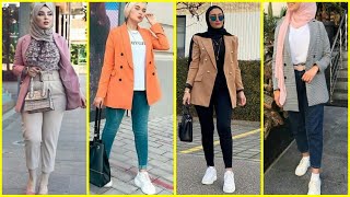 جديد تنسيقات جاكيت بليزر للمحجبات💕 2021  Blazer Outfits Hijab 💕💕