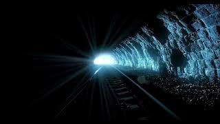Moving through a railway tunnel towards the light, 3D looping animation screenshot 2