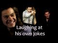 Harry Styles laughing at his own jokes