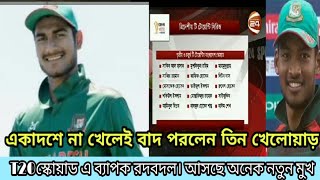 স্কোয়াডে এসেছে নতুন মুখ।বাদ পরেছে তিন খেলোয়াড়। sports news, khelar khobor.