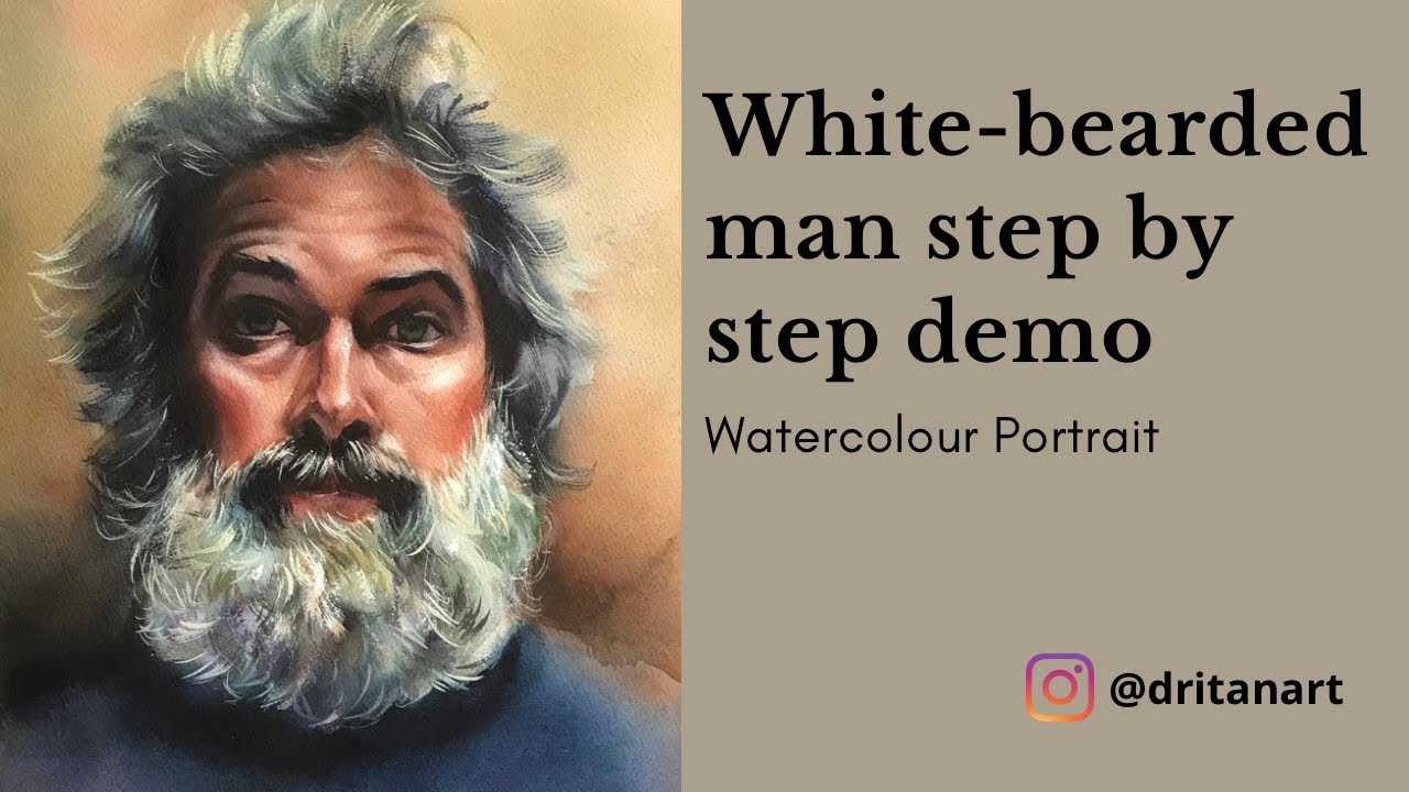 White-bearded man step by step demo