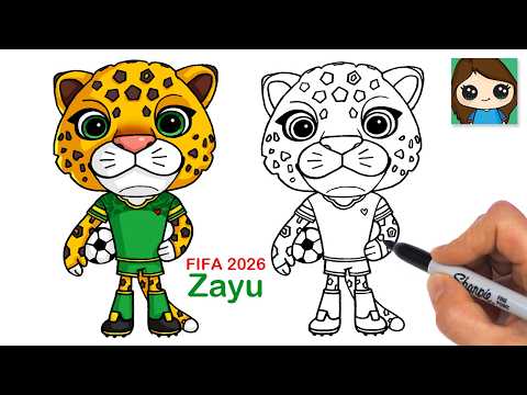 How to Draw Zayu the Jaguar | FIFA Soccer World Cup Mexico Mascot | Relaxing Follow Along Hobby