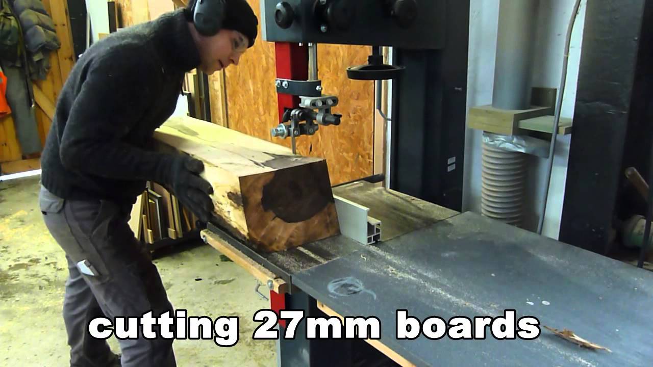 resawing logs on a hammer bandsaw - YouTube