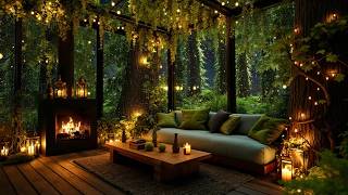 Ultimate Relaxation 🌧️ Rainy Forest Cabin with Smooth Jazz & Fireplace Sounds for Sleep