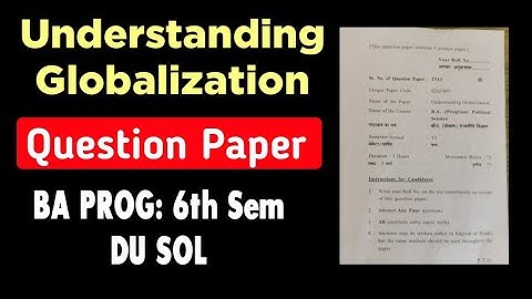 Understanding Globalization Question Paper BA Prog 6th Semester DU SOL Understanding Globalisation