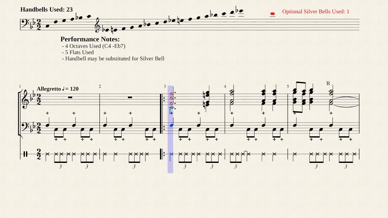 Carol of the Drum (The Little Drummer Boy) For Handbells & Snare Drum