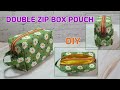 DIY DOUBLE ZIP BOX POUCH / TWO ZIPPER POCKET BOX POUCH/ sewing tutorial [Tendersmile Handmade]