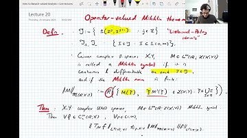 Banach-valued Analysis, Lecture 20 part 1: Proof of the Mikhlin multiplier theorem (1)