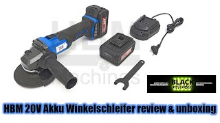 HBM Machines 20V Akku Winkelschleifer Set aus Black November Angebot Review