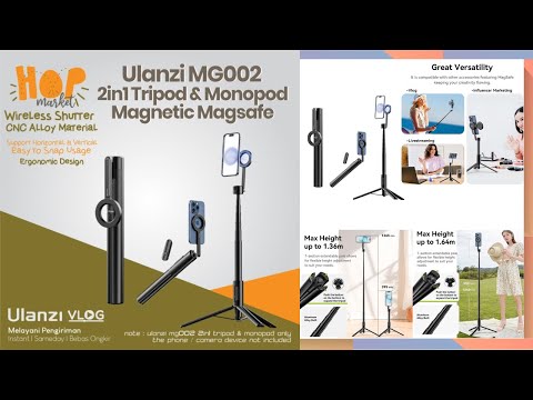 Монопод-штатив для телефона магнітний MagSafe пульт 30-164 см Ulanzi MG-002 Max, видео 1