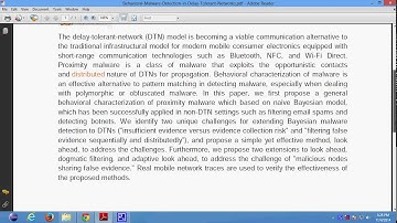 Behavioral Malware Detection in Delay Tolerant Networks