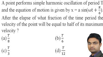A point performs simple harmonic oscillation of period T and the equation of motion is given by x =