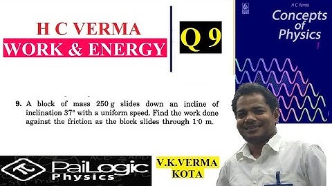 H C VERMA | WORK & ENERGY |CHAPTER 8 Q9.A block of mass 250 g slides down an incline of inclination
