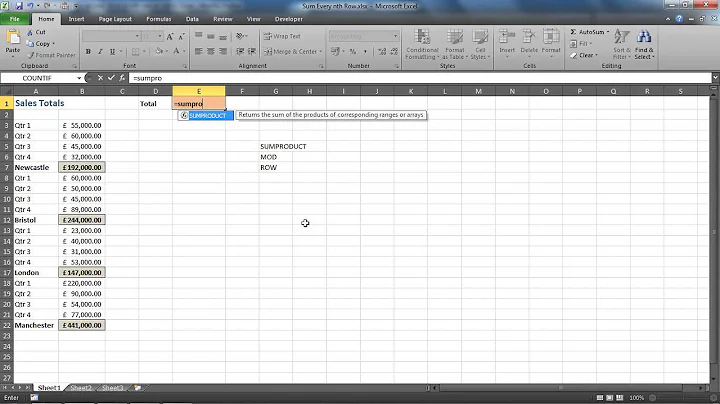 Cách tính tổng hàng trong Excel