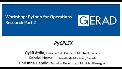 Python for Operations Research Part 2: PyCPLEX, 26/11/2020