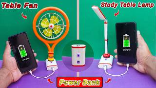 How To Make A Power Bank, Table Fan & Lamp At Home | Study Table Lamp | Mini Table Fan DIY | Fan DIY