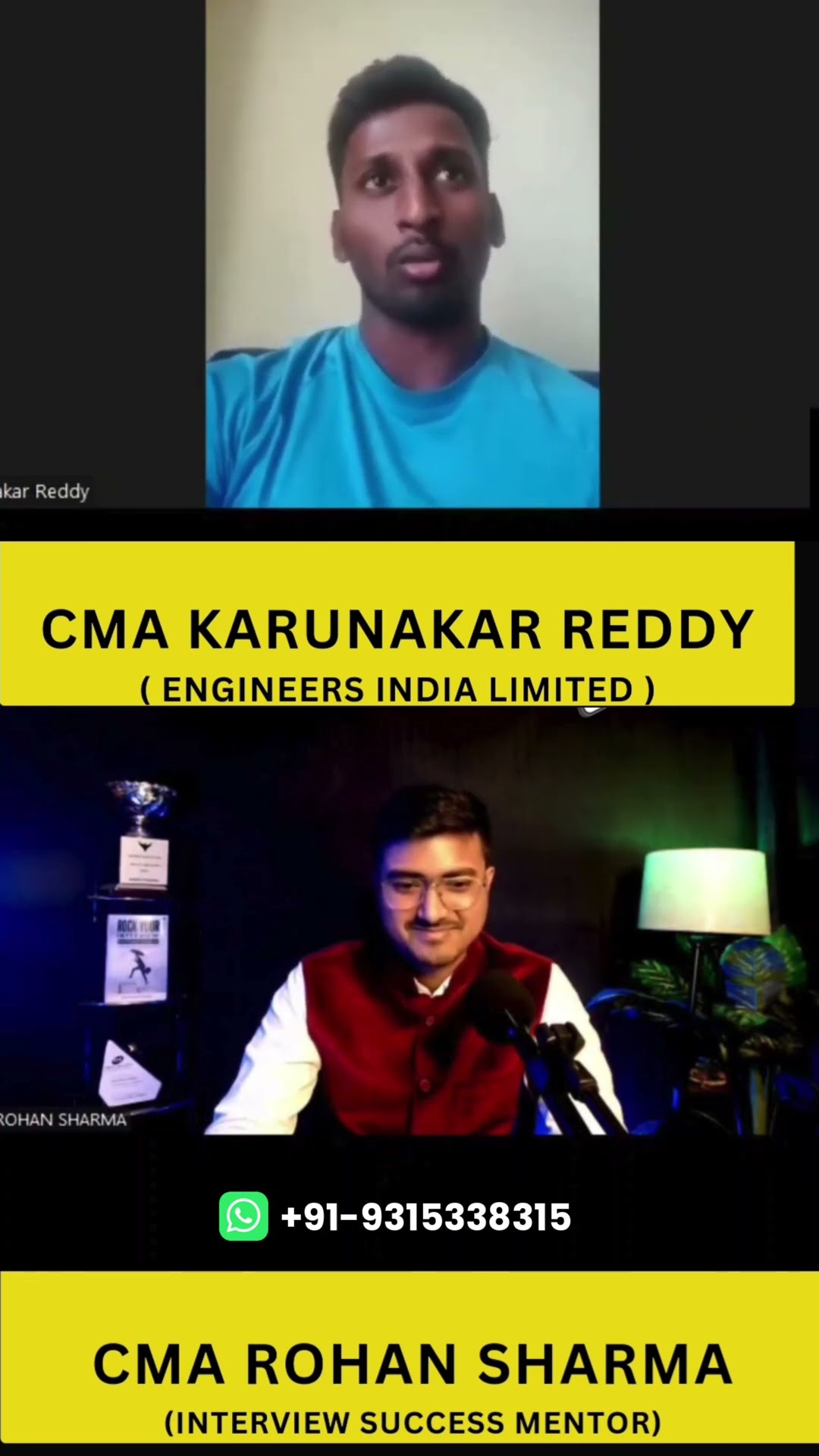 CMA Karunakar Reddy video testimonial — CMA placement selection at Engineers India Ltd | Career Success Launchpad