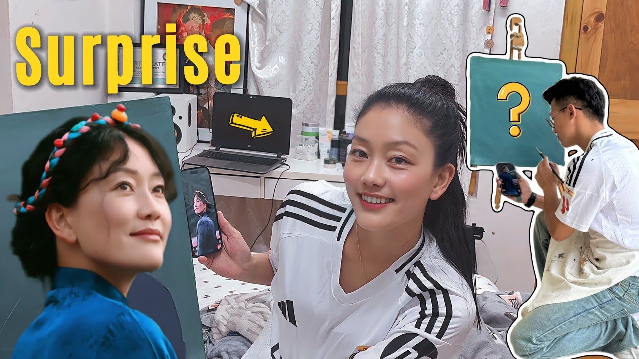 Was She Impressed By My First Portrait Art 🤭 ! in 4K #phuntshok #bhutanesevlogger