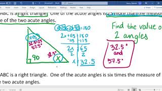 Triangle Sum Theorem Word Problem Notes