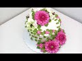 Торт с Георгинами и Лилиями(крем БЗК). /Cake with dahlias and lilies(protein custard).