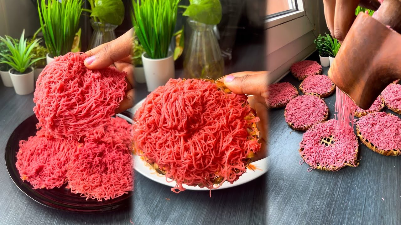 Have you ever seen these beetroot string hoppers before? - YouTube