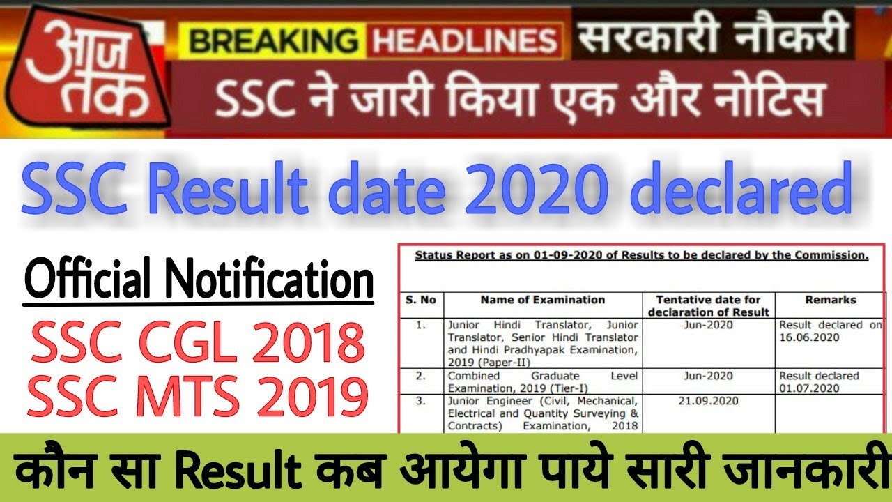 SSC CGL 2018 Tier 3 Result date declared | SSC MTS 2019 Tier 2 result date declared |ssc result date