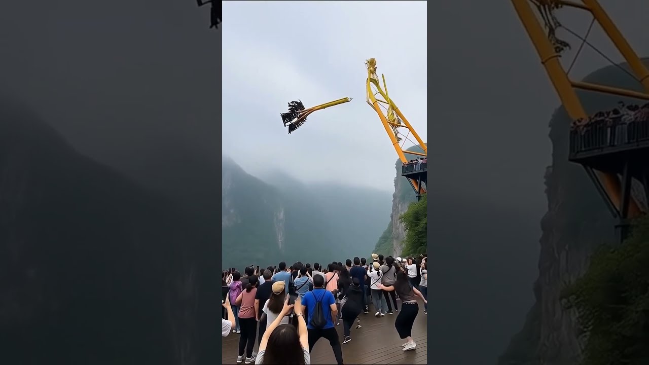 Cliffside Swing Snaps Mid Air Tourists SCREAM As Ride Breaks Shorts