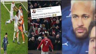 Football Crazy Reactions After Messi missed penalty Vs Real Madrid SAME TIME AS RONALDO SCORED Goal